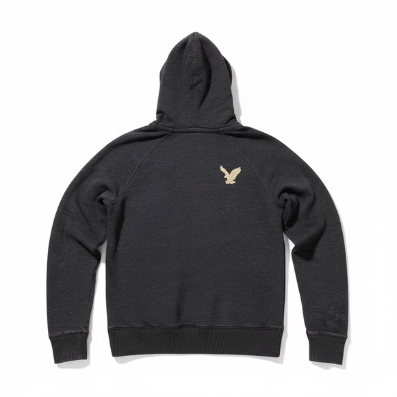 Vintage American Eagle Fleece Pullover Hoodie Blue Y2K Distressed Grunge Size M - Picture 3 of 9